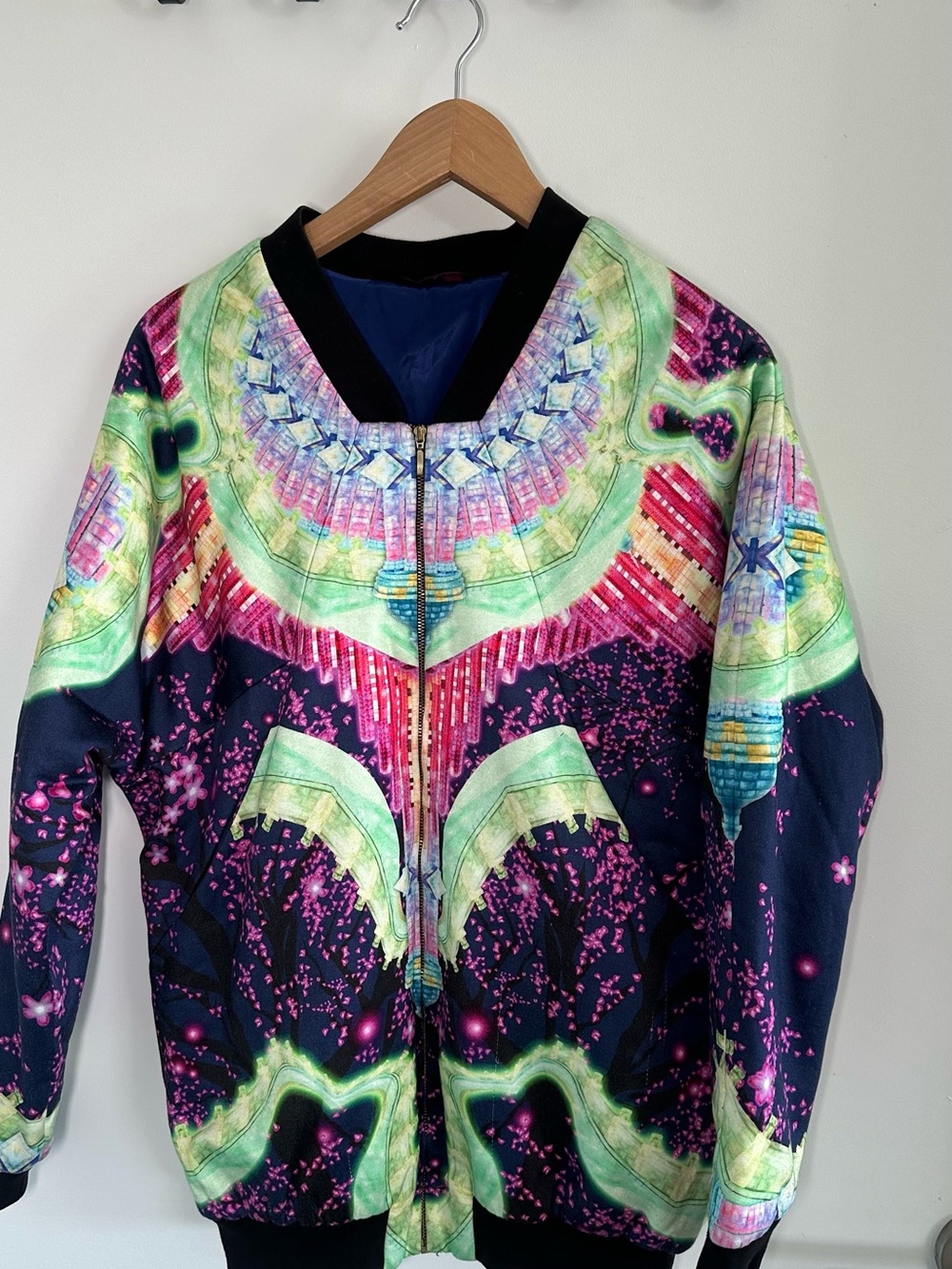 Vibrant Multicolor Graphic Bomber Jacket
